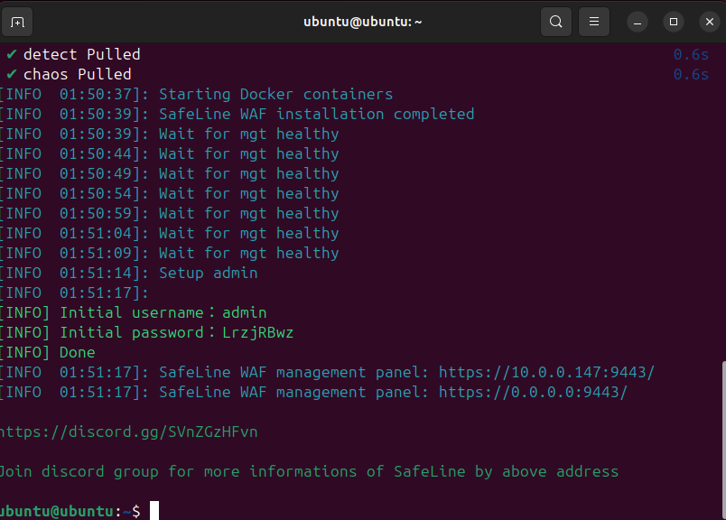 SafeLine credentials
