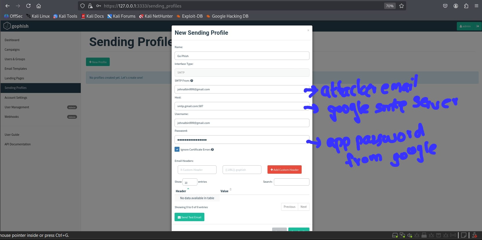 Creating a Sending Profile