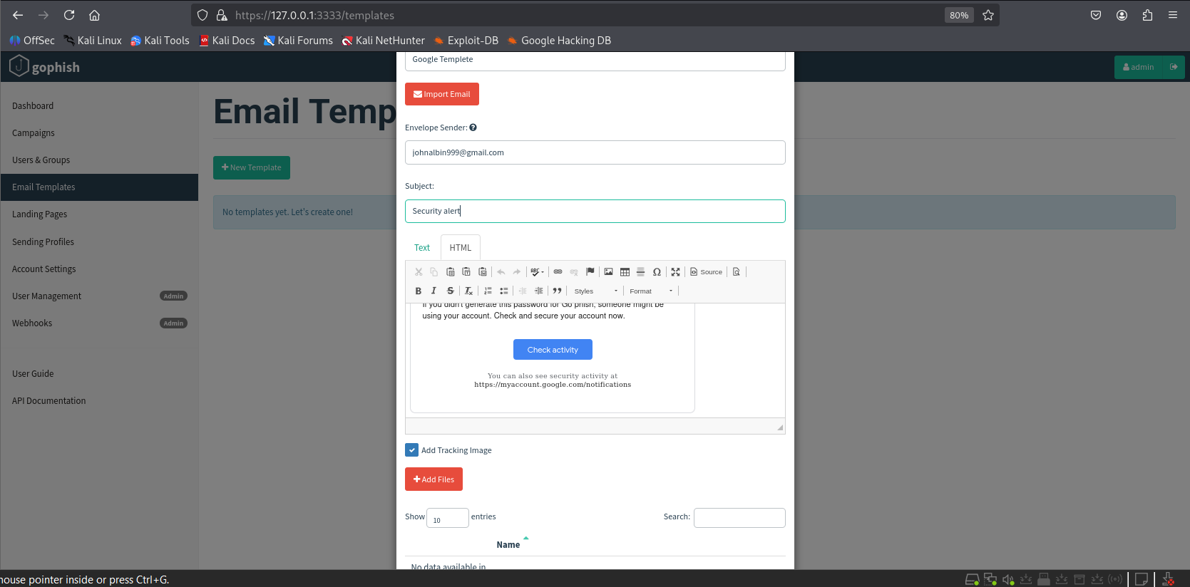 Creating Email Template