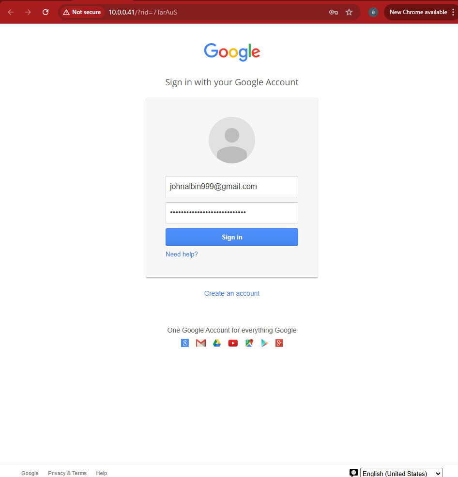 User Entering Credentials